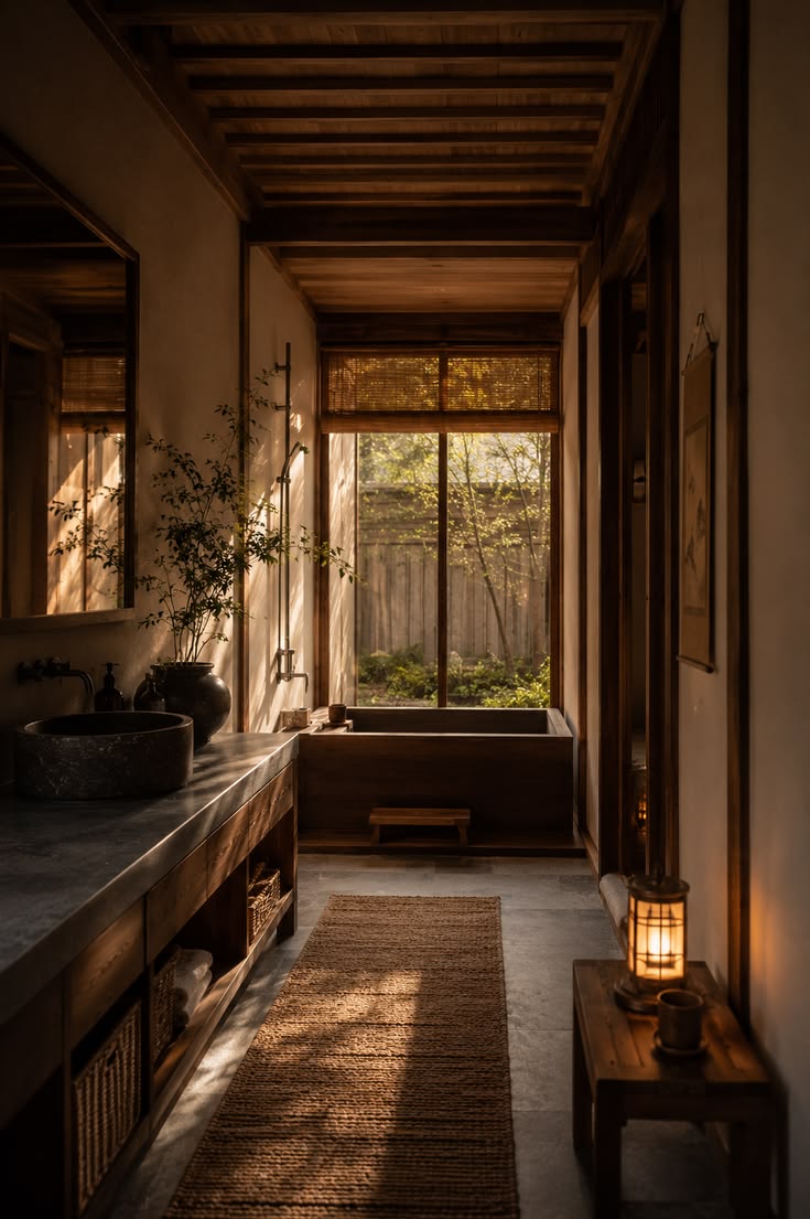 Mossy stone and candlelight in a Kyoto inner garden